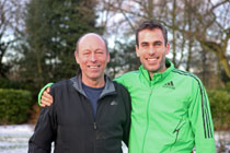 16 times winner Mike McLeod and his son Ryan after winning his first Saltwell 10k Road Race